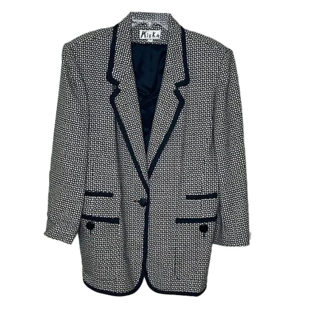 🆕 MIEKA Black and White Blazer Size 12